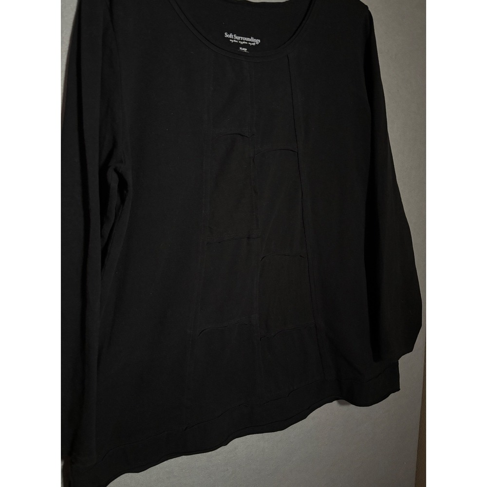 Soft Surroundings Womens XL‎ Long Sleeve Patchwork Textured Top Pockets Artsy - Picture 2 of 7